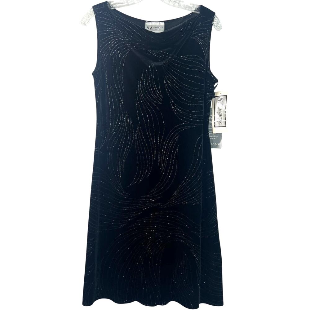 S.L. Fashion Petite NWT Vintage Black Glitter Dress Dark Feminine Classy Size 8P